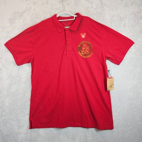 NWT Disney Mens XL Classic Fit Red Grumpys Miners Guild Polo Shirt Attitude Dad - Picture 1 of 12